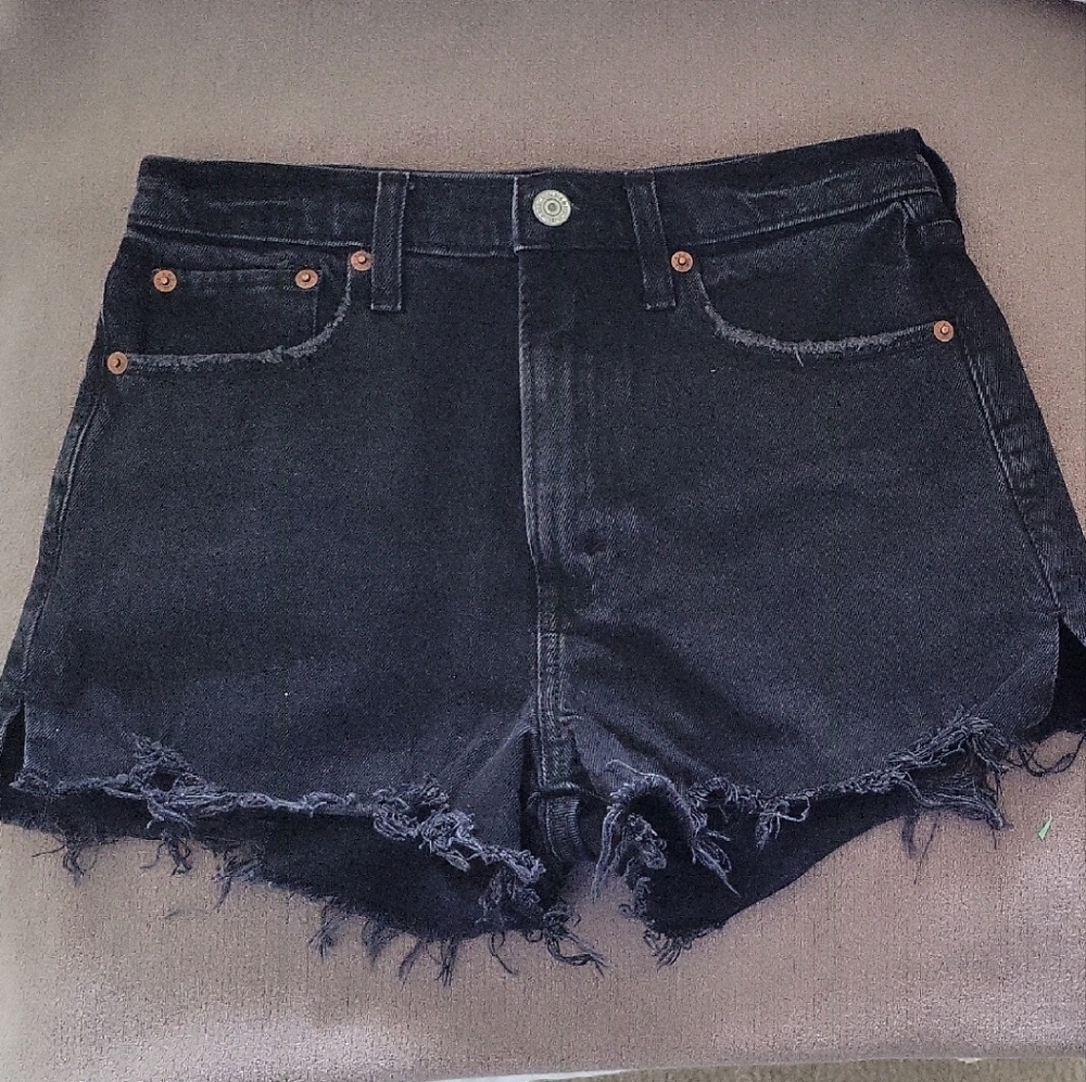 Abercrombie & Fitch Black Jean Shorts Frayed Hem